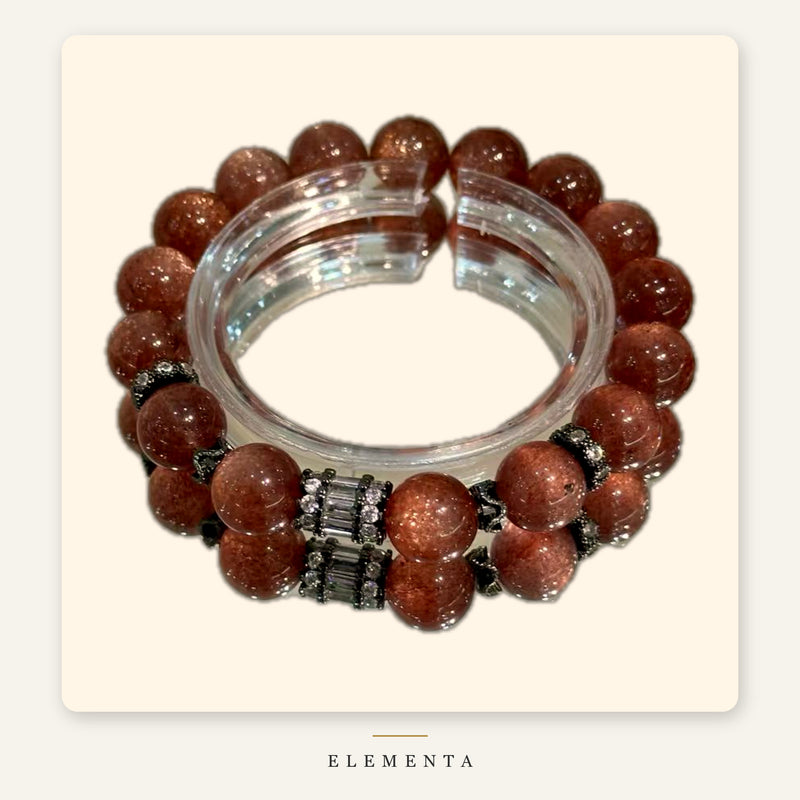 Strawberry Quartz Bracelet — 10mm Red Beads with Black-Tone Spacers (Fire Element)
