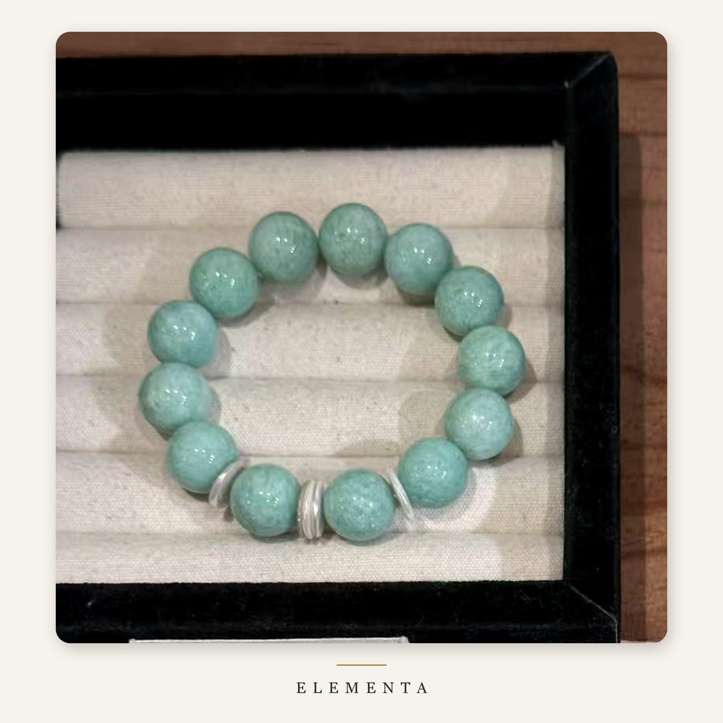 Amazonite Bracelet 15mm — Silver-Tone Spacers