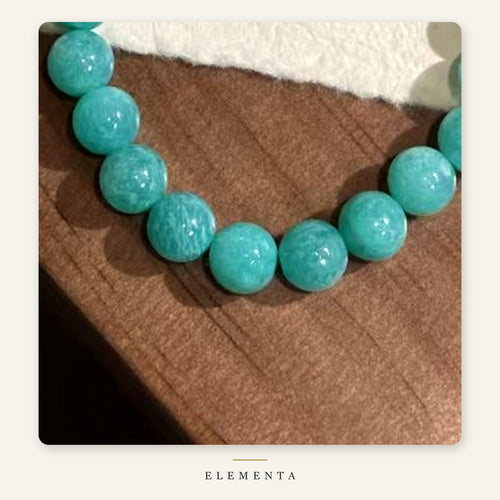 Amazonite & Pearl Bracelet — Natural Teal Green Amazonite with Freshwater Pearl (Wood Element)