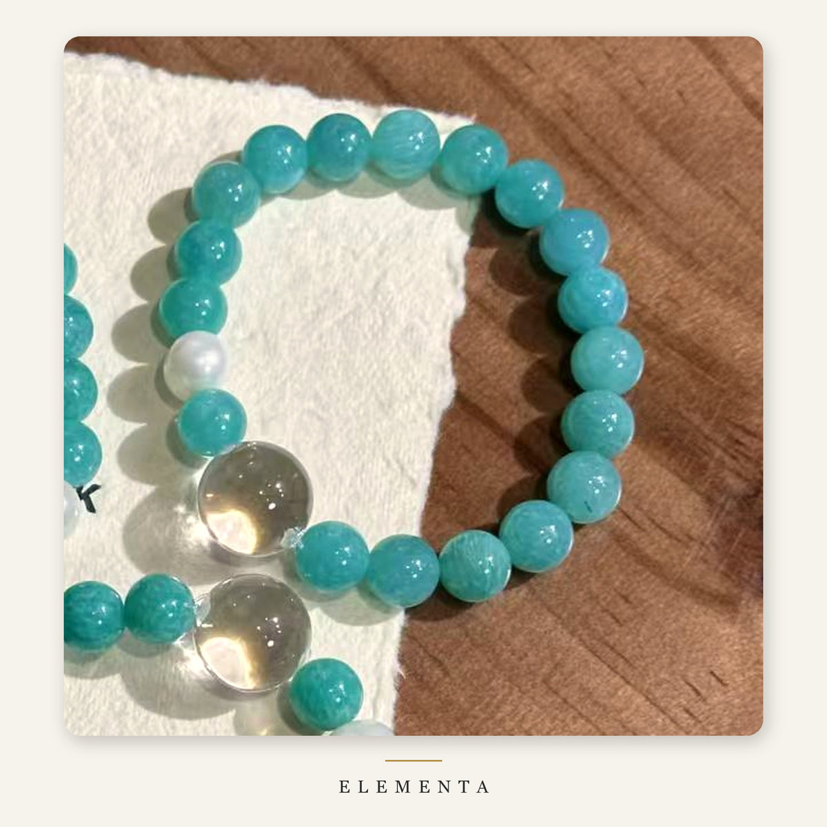 Amazonite & Pearl Bracelet — Natural Teal Green Amazonite with Freshwater Pearl (Wood Element)