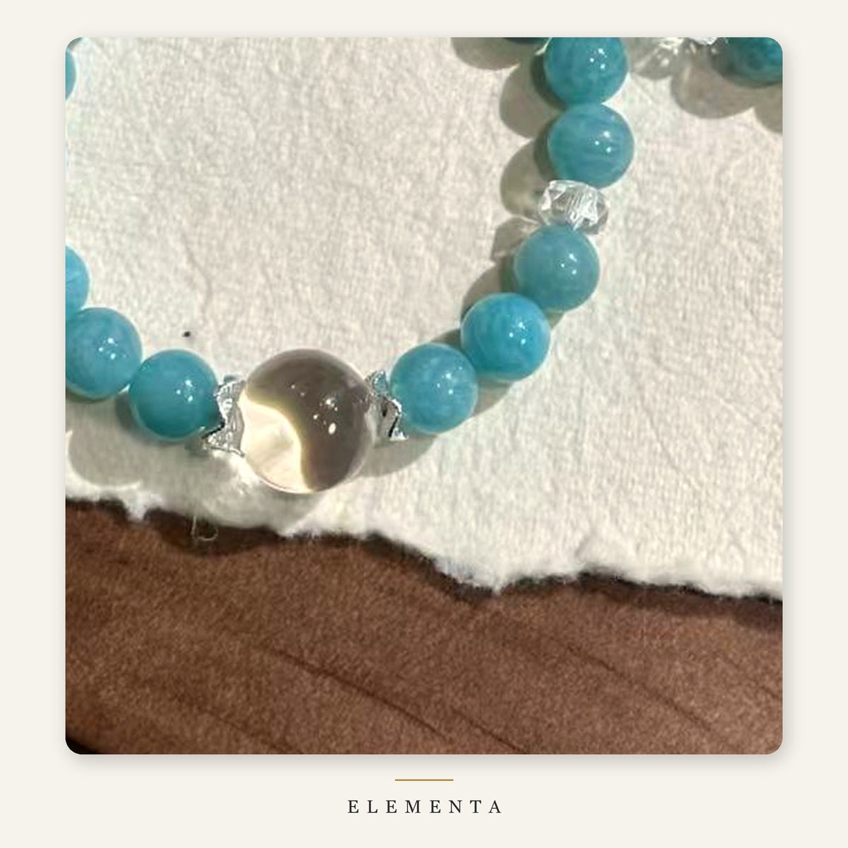 Amazonite & Clear Quartz Bracelet — Natural Sky Blue Amazonite with Crystal Spacers (Wood Element)