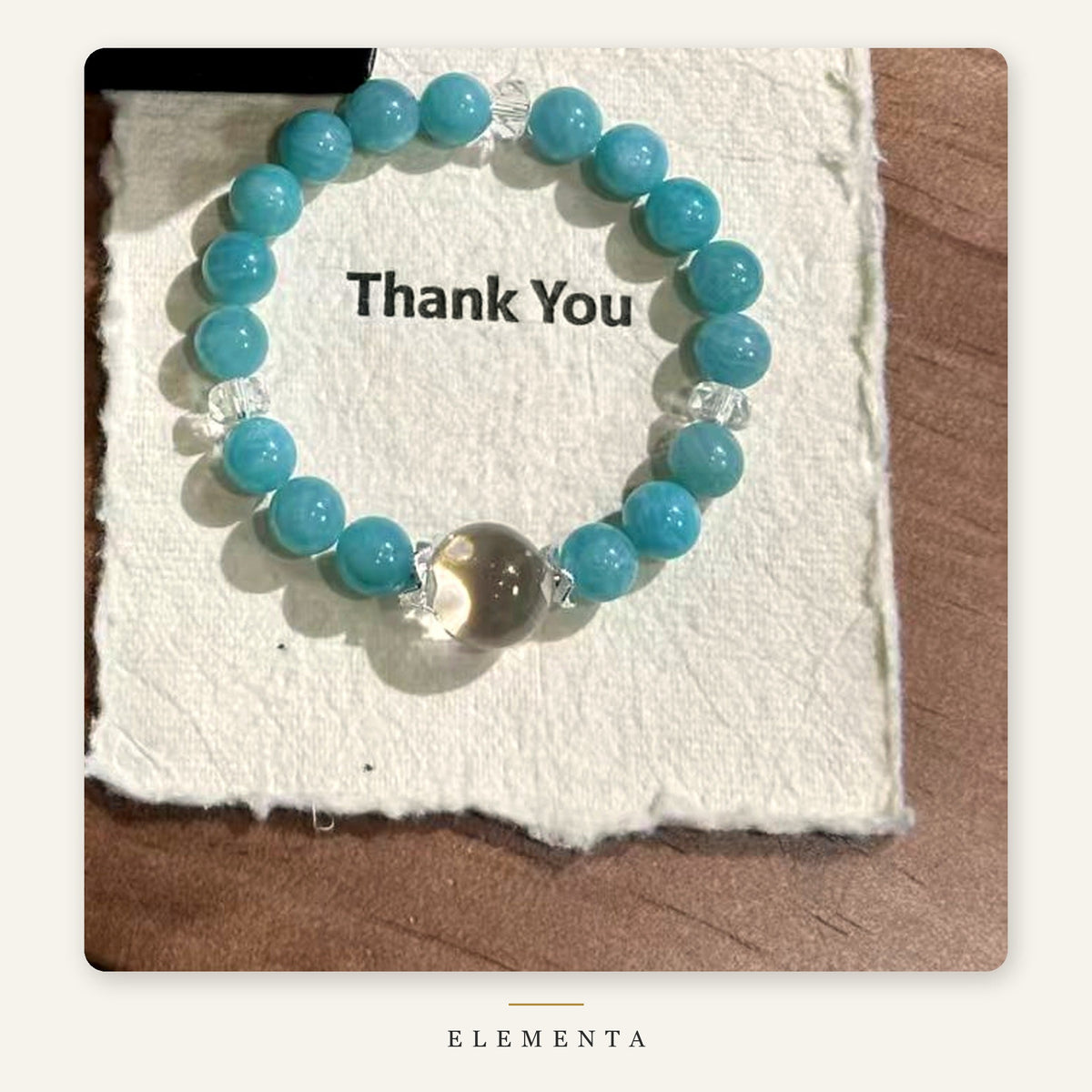 Amazonite & Clear Quartz Bracelet — Natural Sky Blue Amazonite with Crystal Spacers (Wood Element)