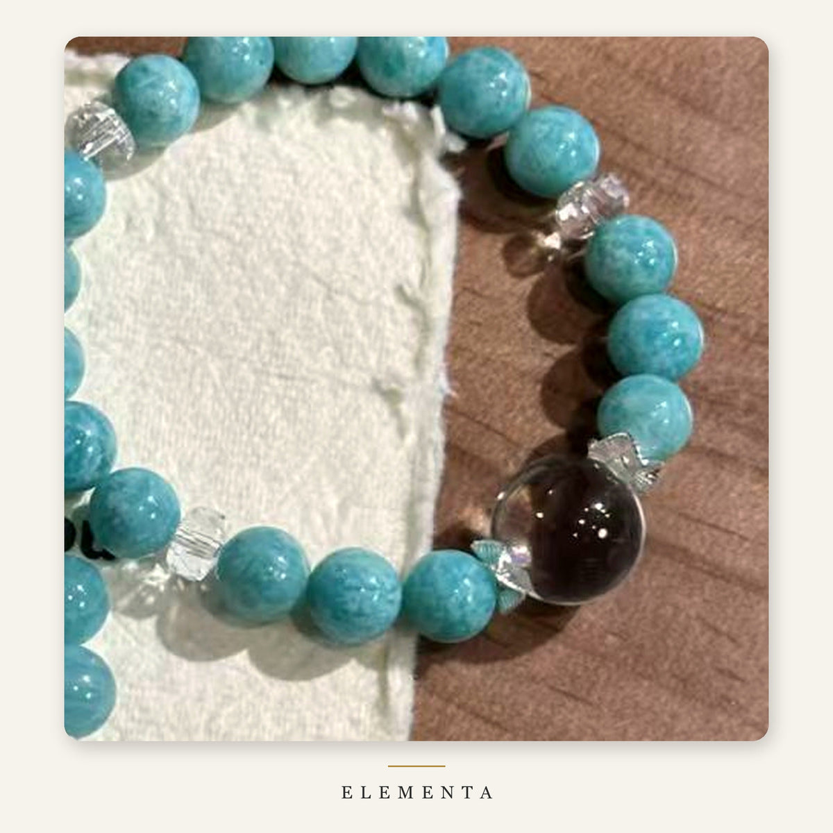Amazonite & Clear Quartz Bracelet — Natural Sky Blue Amazonite with Crystal Spacers (Wood Element)
