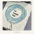 Aquamarine Multi-Wrap Bracelet — 6 mm Beads, Clear Drop