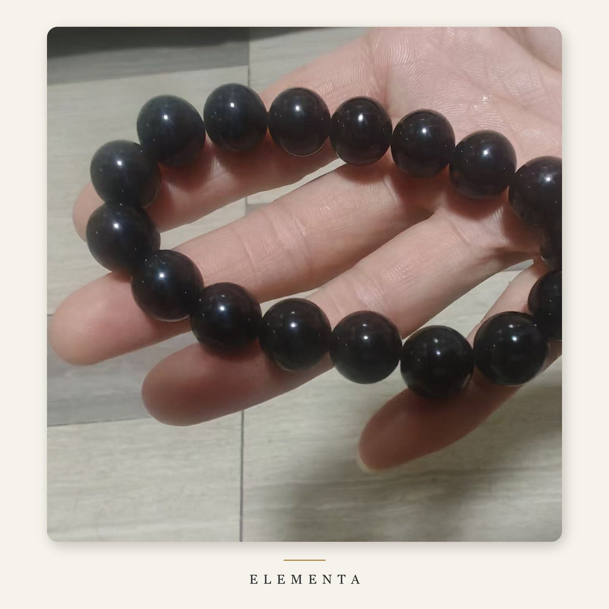 Black Obsidian Bracelet — 12mm Natural Glossy Obsidian Beads (Water)