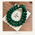 Green Agate Wrap Bracelet — 14 mm Beads, Double Wrap