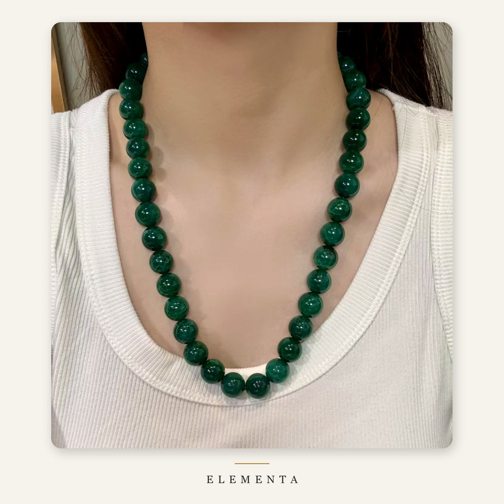 Green Agate Wrap Bracelet — 14 mm Beads, Double Wrap