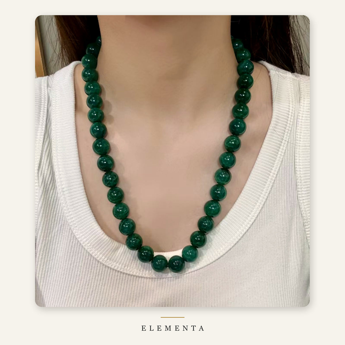 Green Agate Wrap Bracelet — 14 mm Beads, Double Wrap