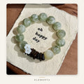 Green Quartz Bracelet — Floral Charm, Two-Tone
