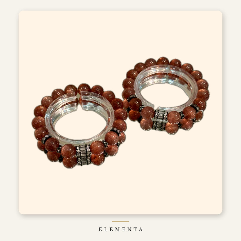 Strawberry Quartz Bracelet — 10mm Red Beads with Black-Tone Spacers (Fire Element)