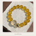 Yellow Fluorite Bracelet — Natural Golden Fluorite with Clear Quartz & Gold Accent (Earth Element)