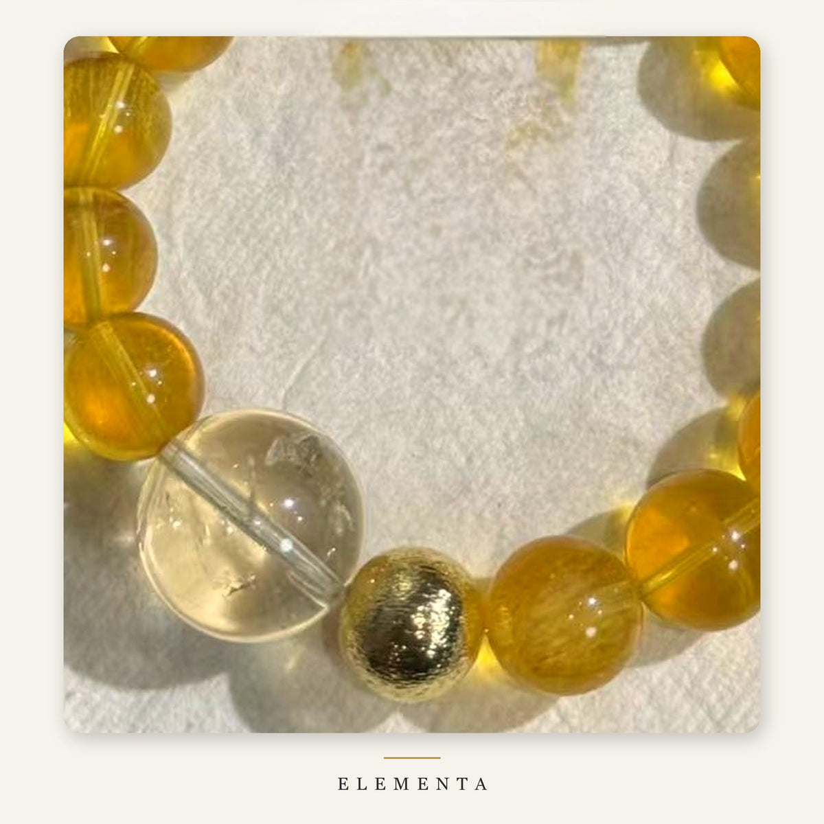 Yellow Fluorite Bracelet — Natural Golden Fluorite with Clear Quartz & Gold Accent (Earth Element)