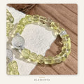 Yellow Quartz Cube Bracelet — Tumbled Golden Beads with Clear Quartz Sphere (Earth Element)